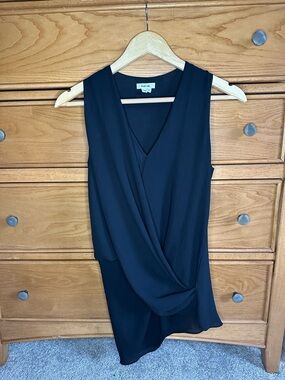 Helmut Lang Womens Black Draped Asymmetrical Tank Top Silk Lined Size P Designer